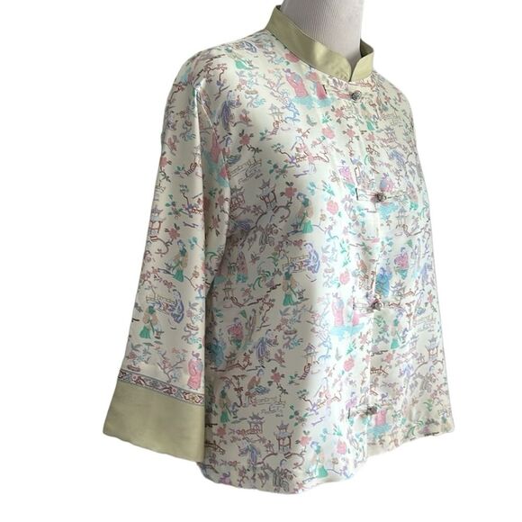 Natori Kimono Asian Motif Pajama Top Mandarin Collar Intimates Long Sleeve Small - Picture 4 of 11